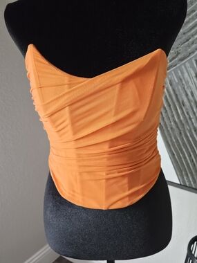 JLUXLABEL Orange Ruched Strapless Camisole